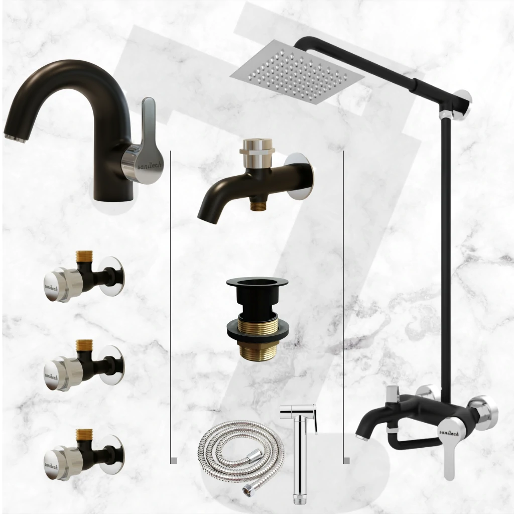 Acme Complete BathroomAcme Complete Bathroom Set - Black & Chrome Set - Black & Chrome