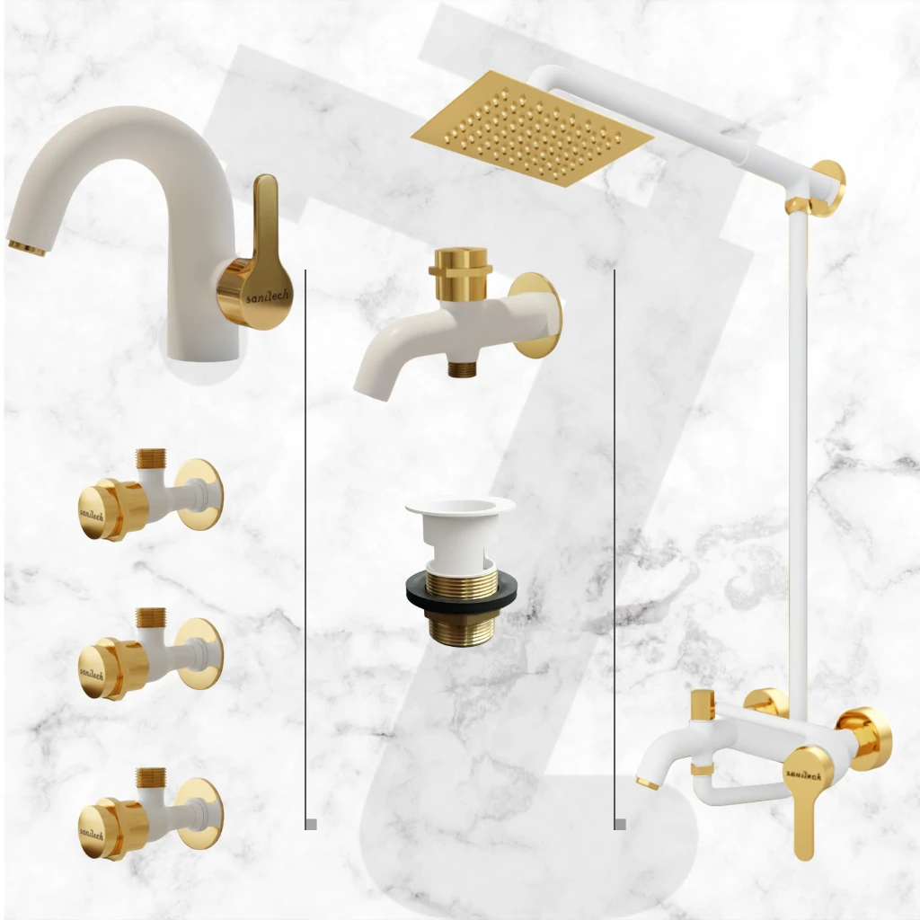 Acme Complete Bathroom Set - White & Gold