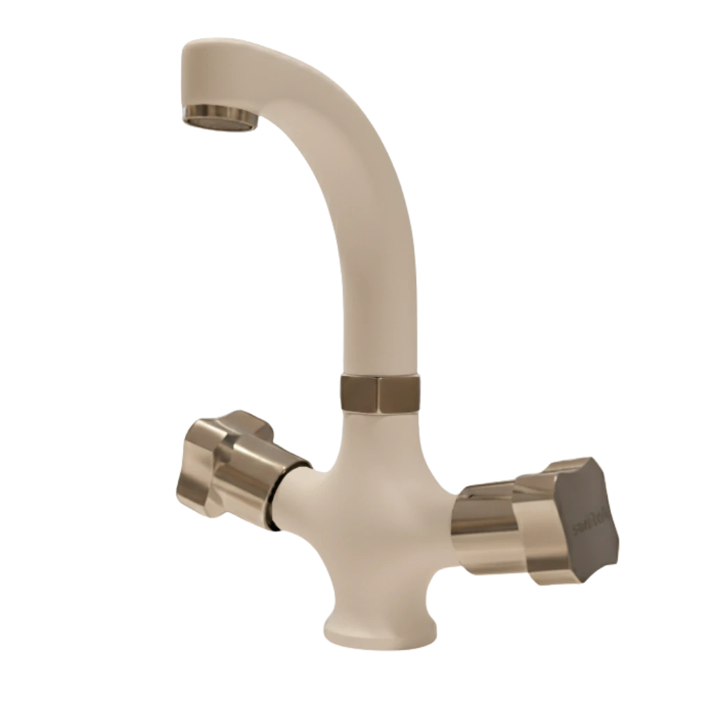 Cancer - Basin Mixer - White & Chrome