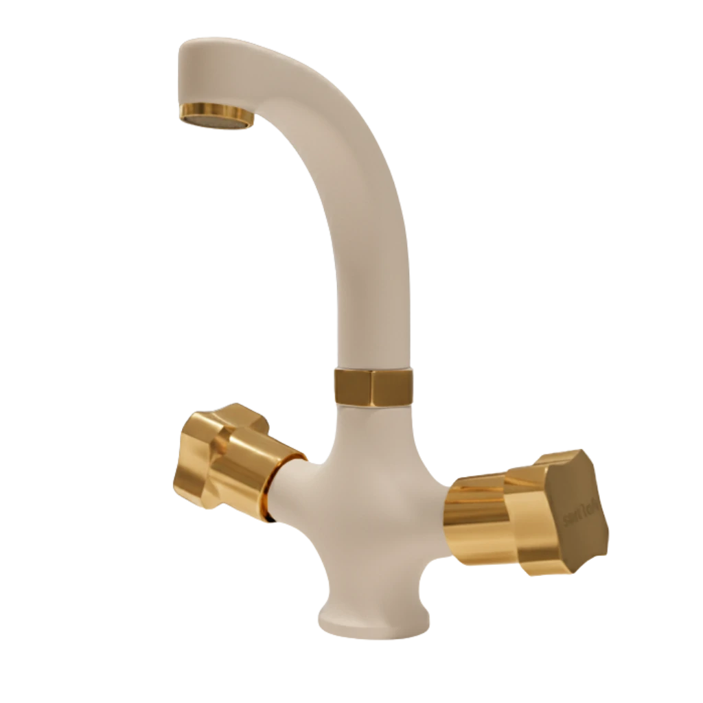 Cancer - Basin Mixer - White & Gold