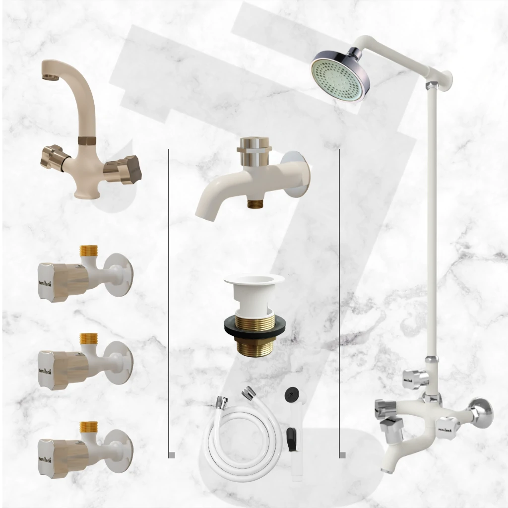 Cancer Complete Bathroom Set - White & Chrome