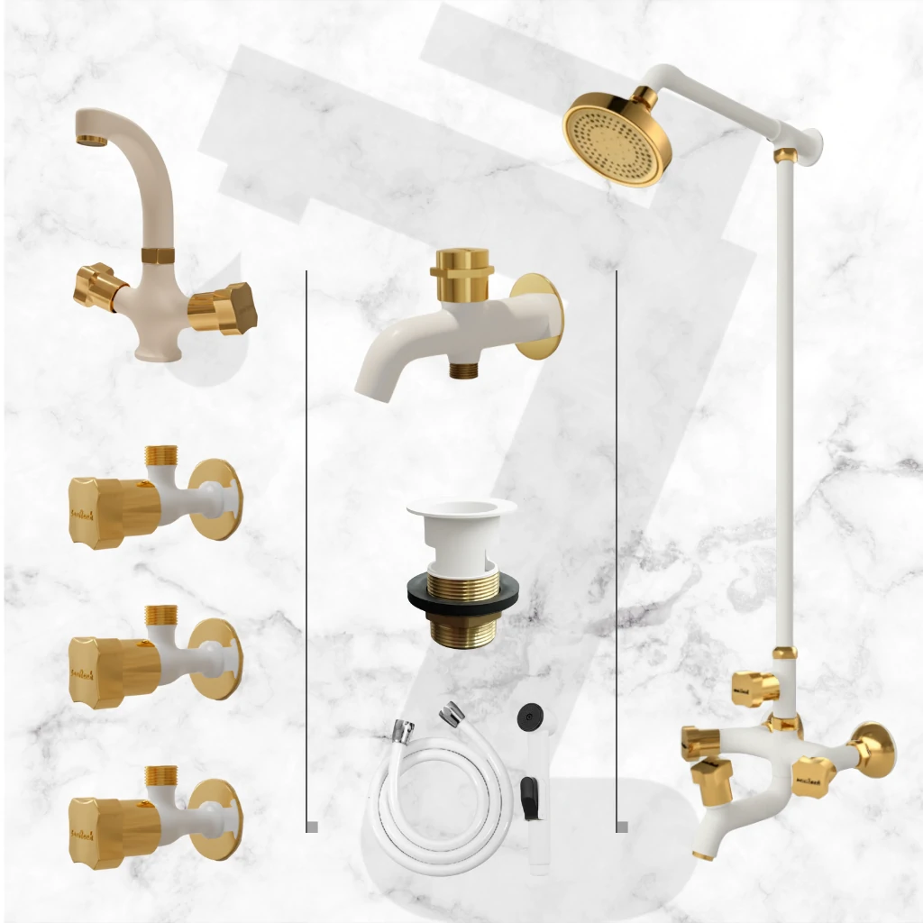 Cancer Complete Bathroom Set - White & Gold