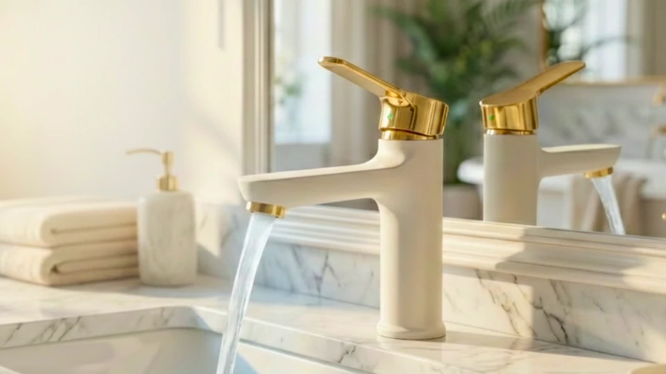Eco Basin Mixer - White & Gold Hero Page
