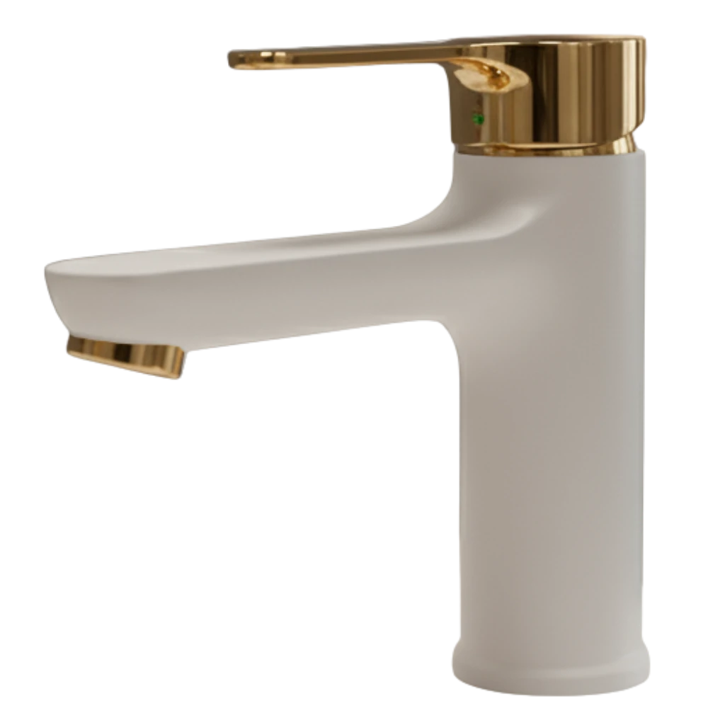 Eco - Basin Mixer - White & Gold