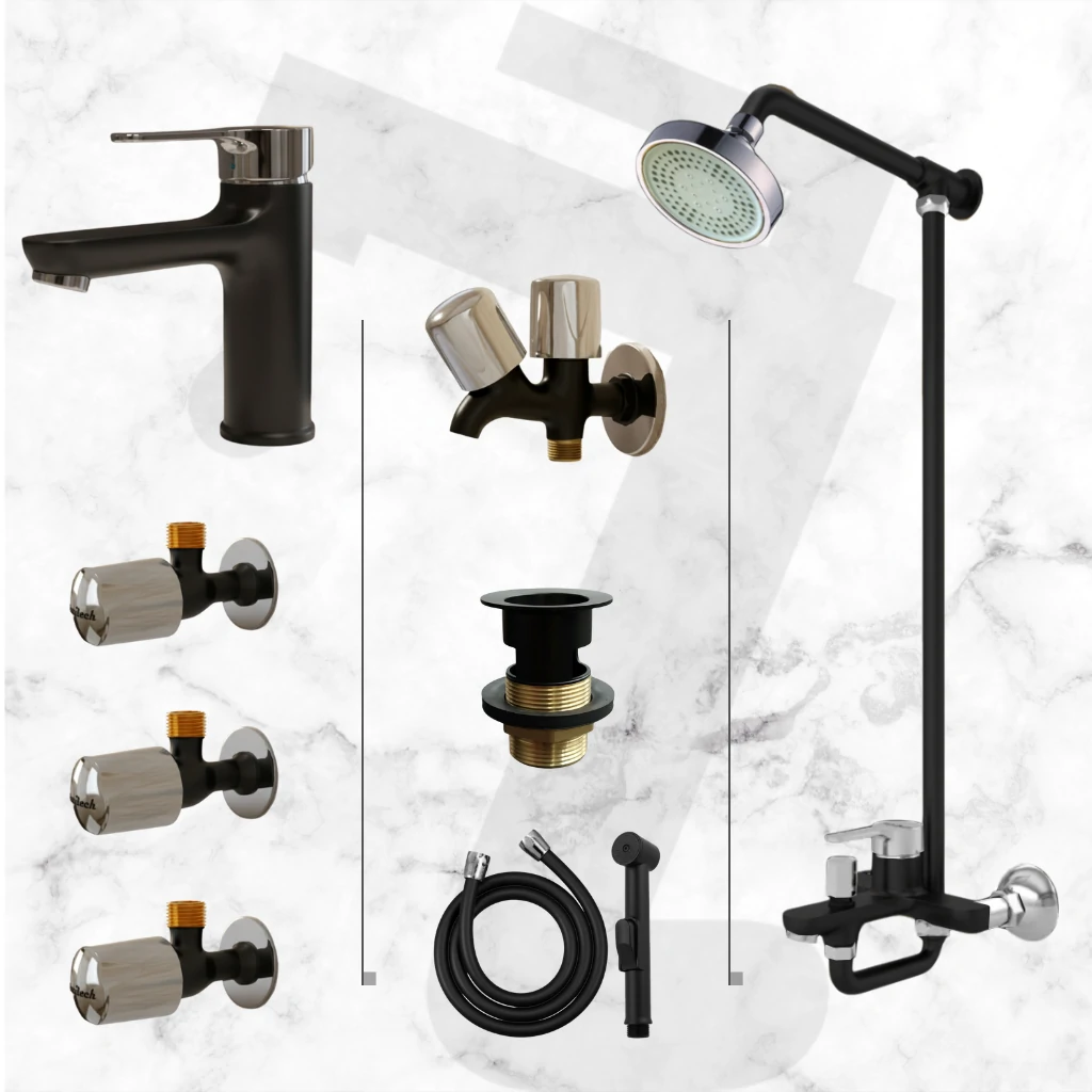 Eco Complete Bathroom Set - Black & Chrome