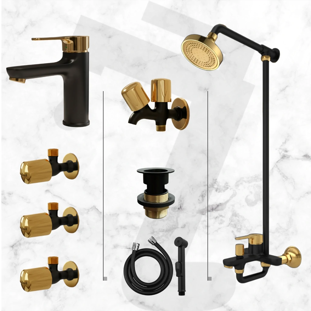 Eco Complete Bathroom Set - Black & Gold