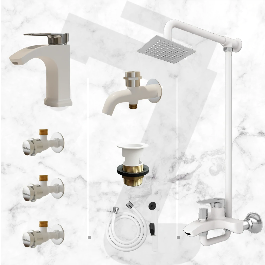 Flow Complete Bathroom Set - White & Chrome