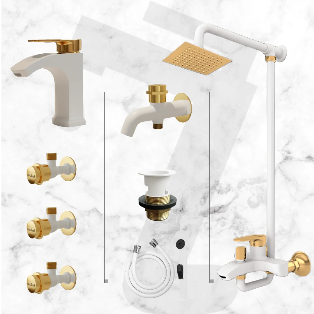 Flow Complete Bathroom Set - White & Gold