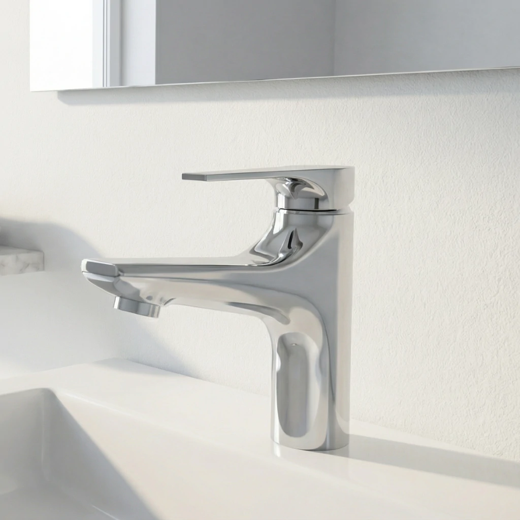 Gist Basin Mixer in Bathroom in Daylight - SaniTecH Sanitary Fittings