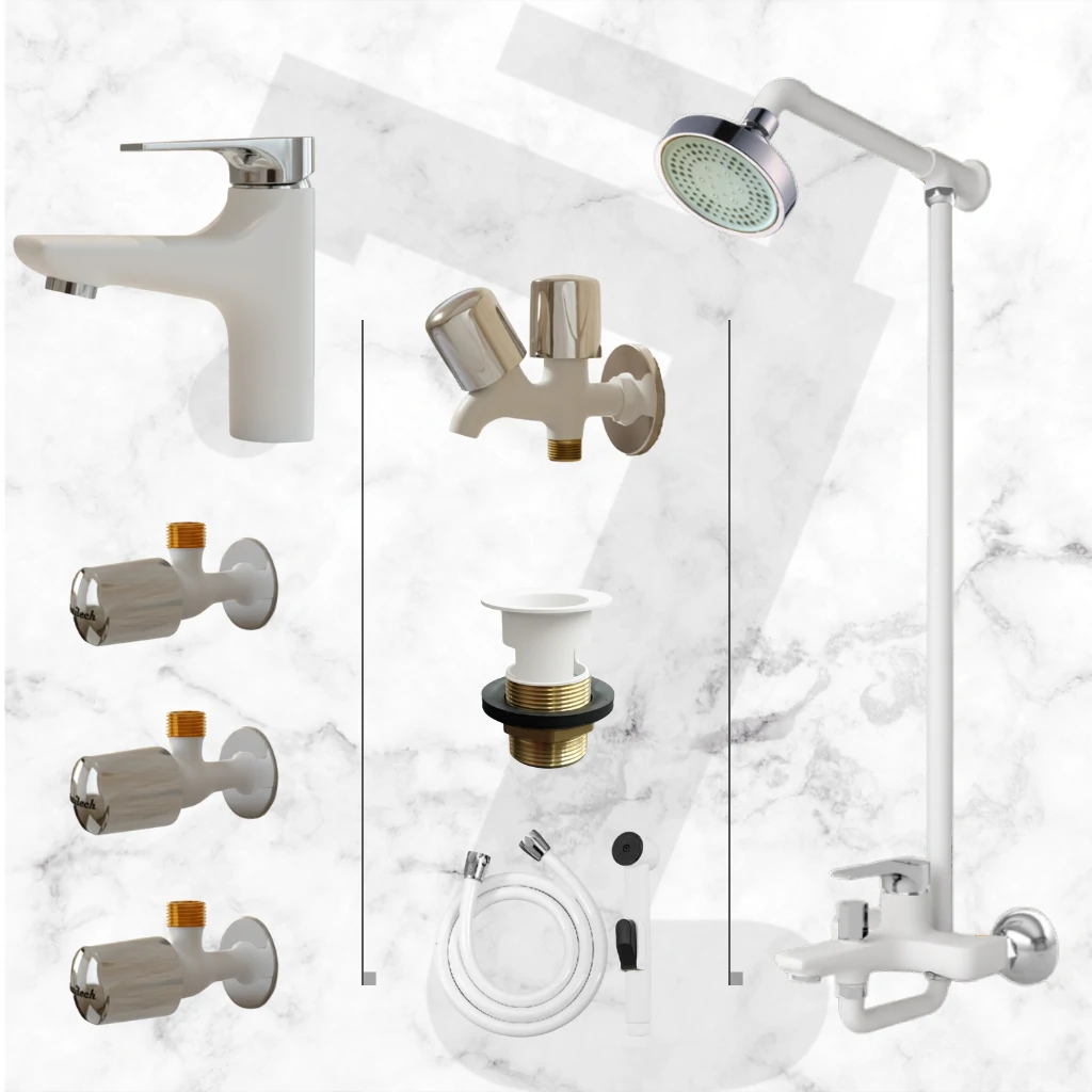 Gist Complete Bathroom Set - White & Chrome