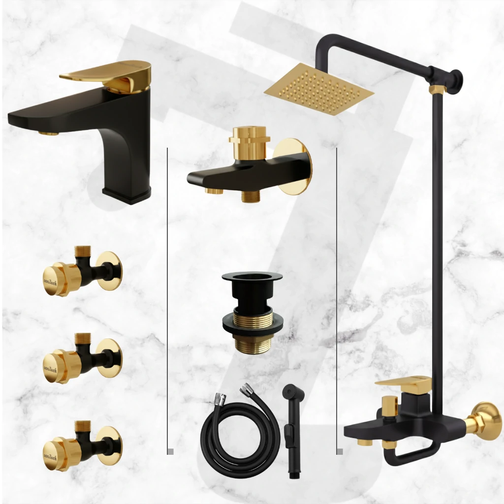 Inception Complete Bathroom Set - Black & Gold