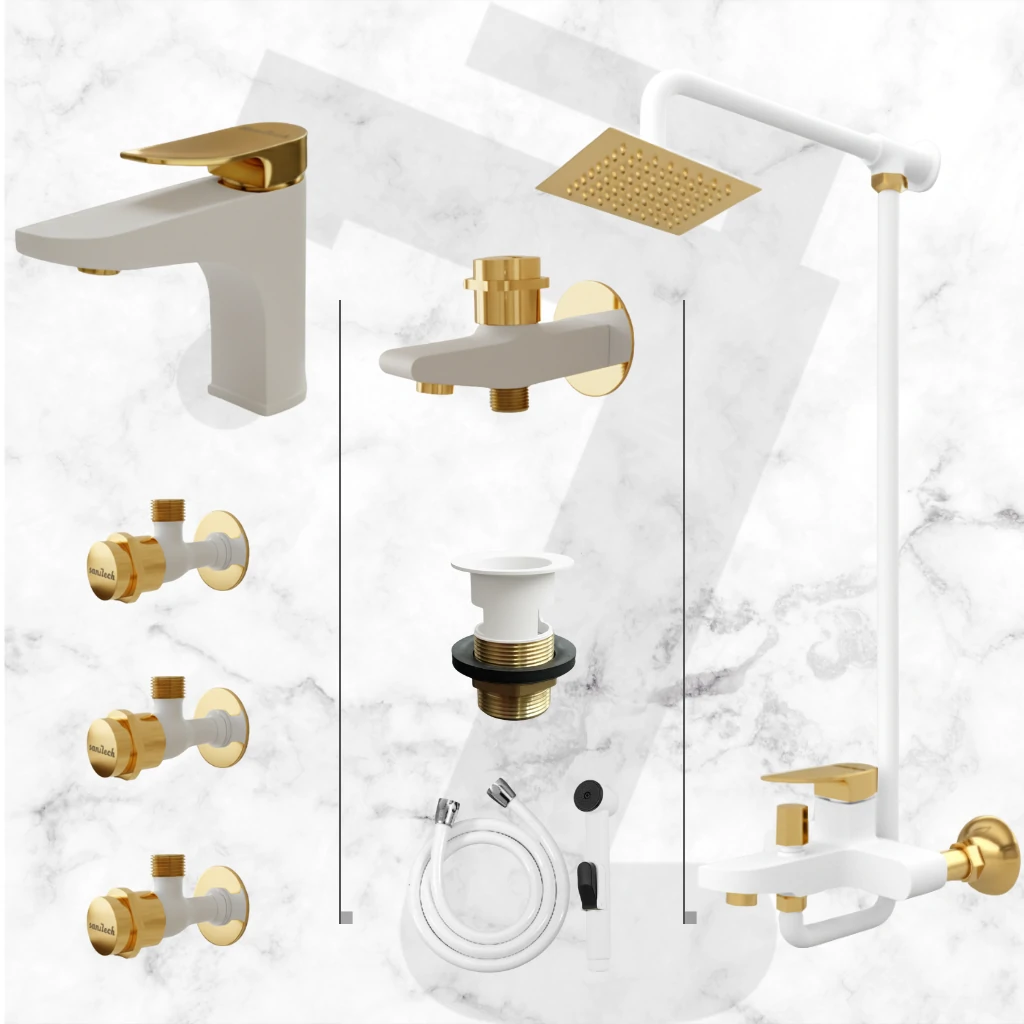 Inception Complete Bathroom Set - White & Gold