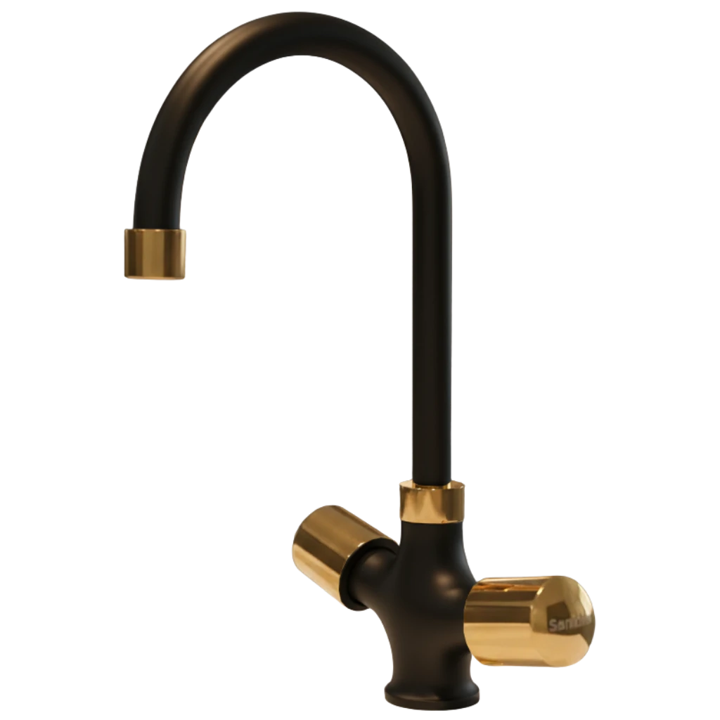Leo - Basin Mixer - Black & Gold