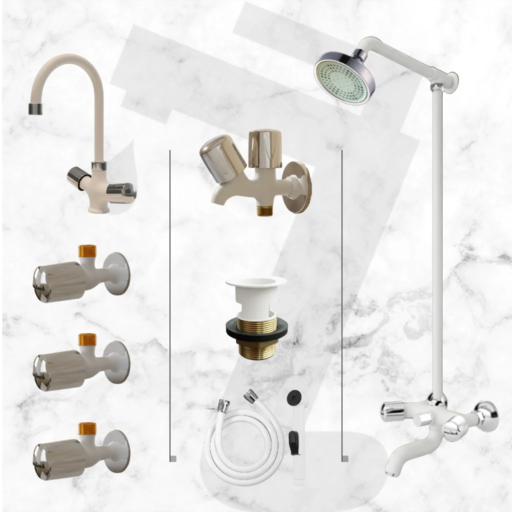 Leo Complete Bathroom Set - White & Chrome
