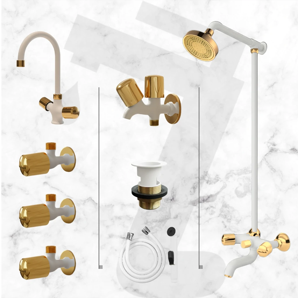 Leo Complete Bathroom Set - White & Gold