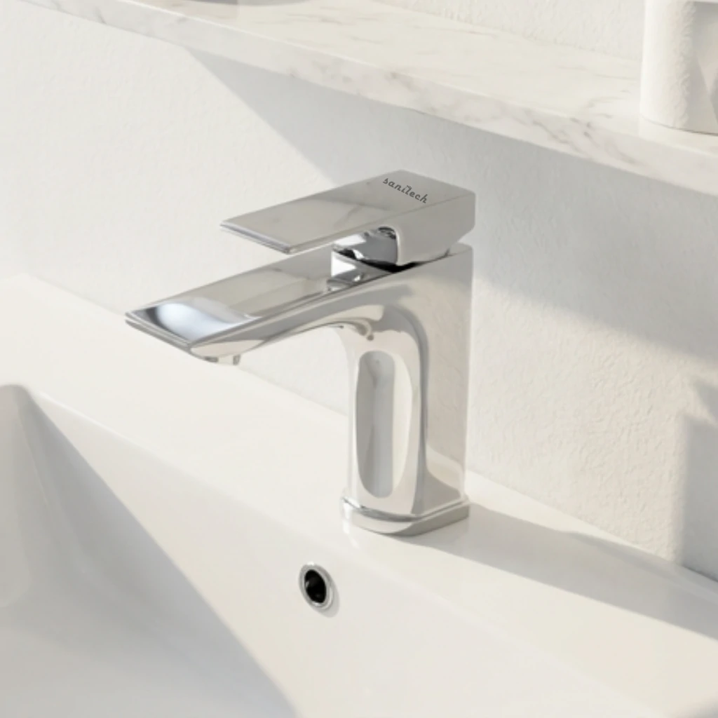 Moderation Basin Mixer in Bathroom in Daylight - SaniTecH Sanitary Fittings