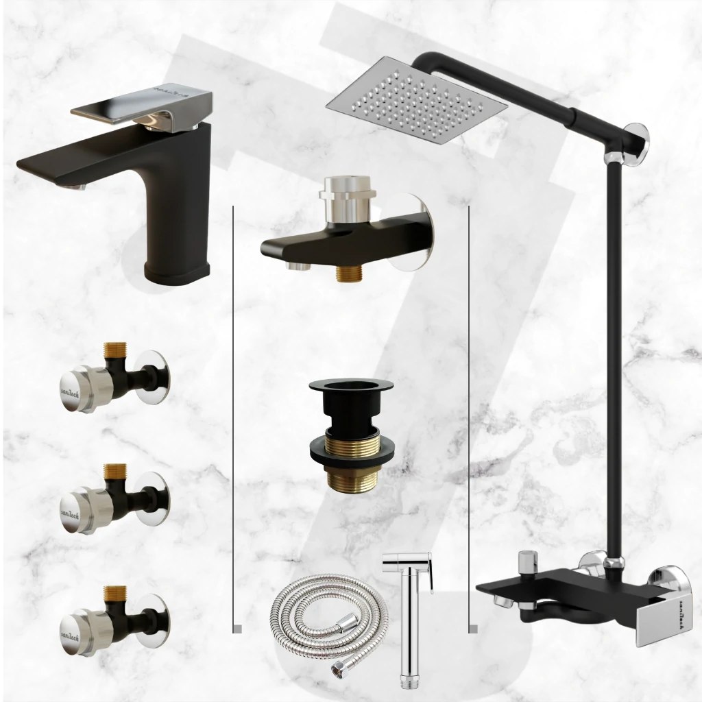 Moderation Complete Bathroom Set - Black & Chrome