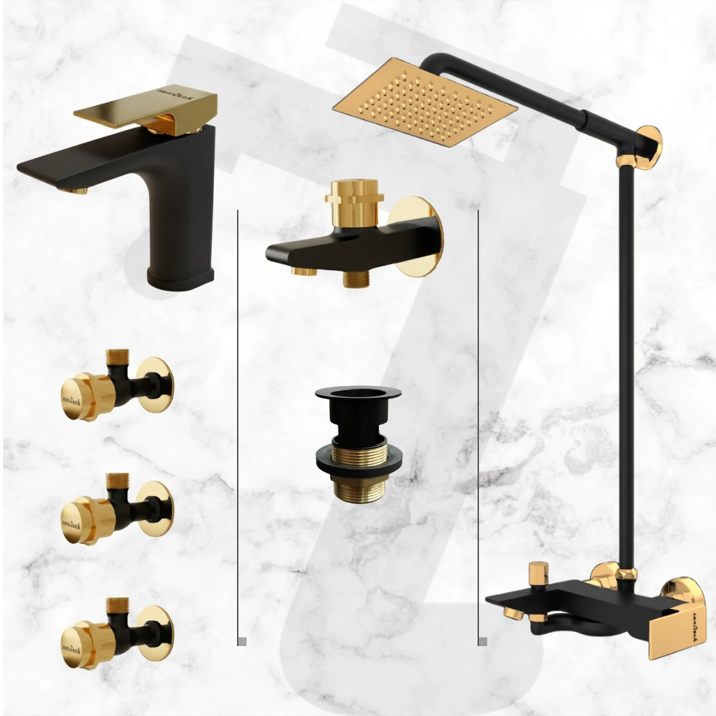 Moderation Complete Bathroom Set - Black & Gold