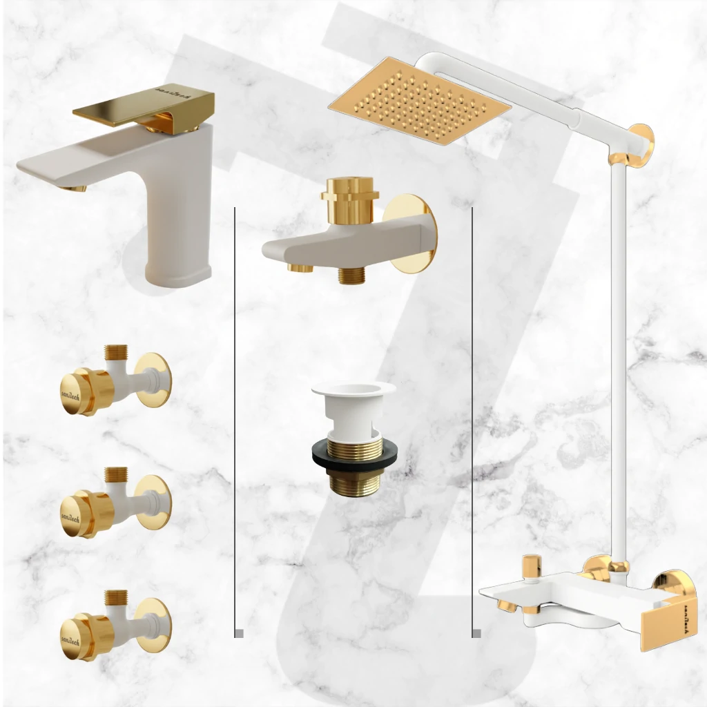 Moderation Complete Bathroom Set - White & Gold