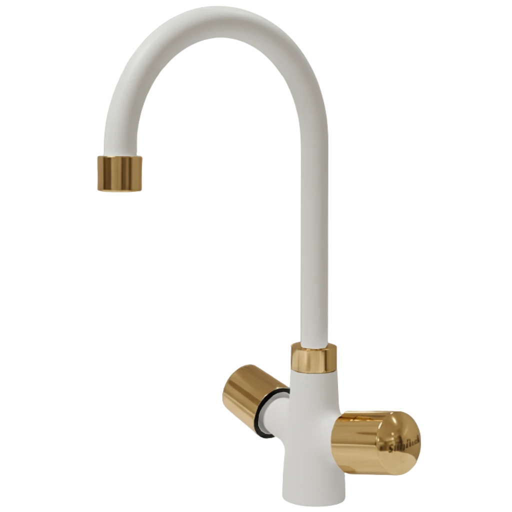 Scorpio - Basin Mixer - White & Gold