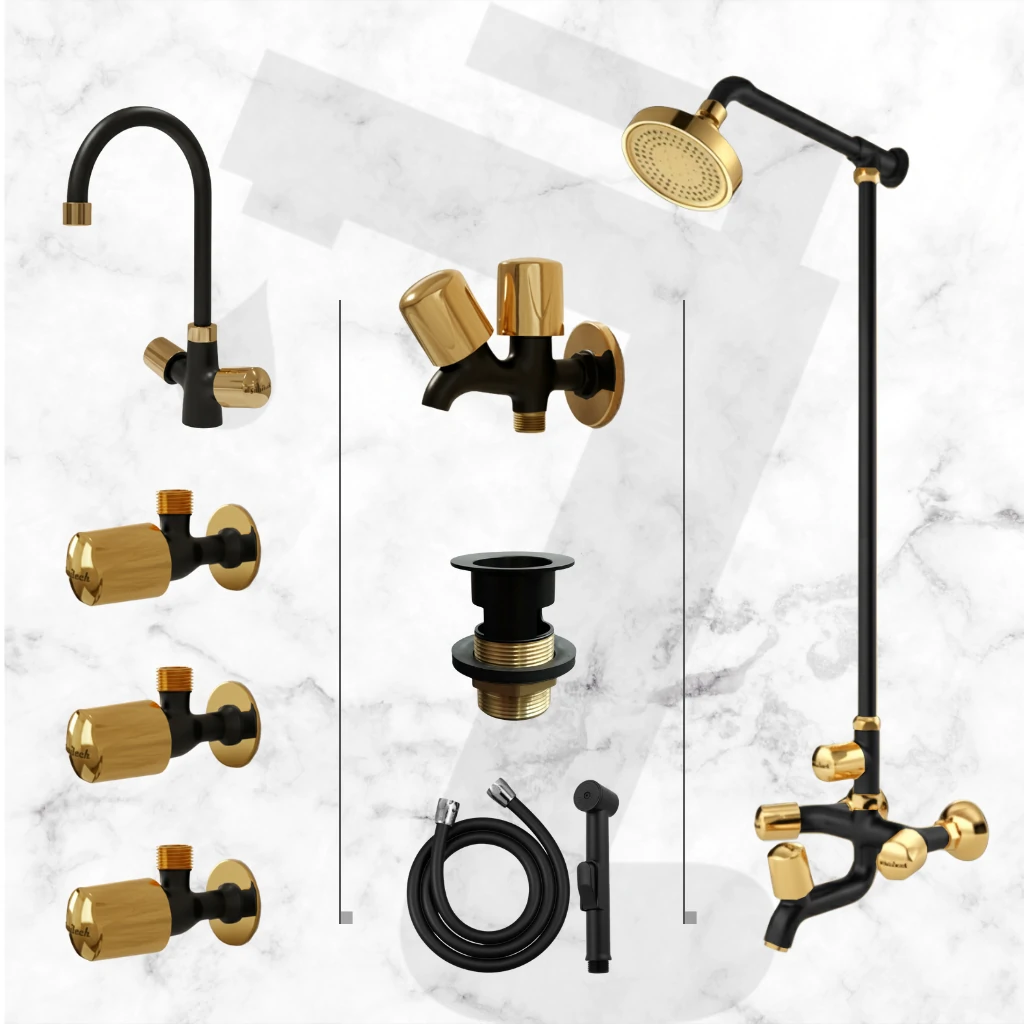 Scorpio Complete Bathroom Set - Black & Gold