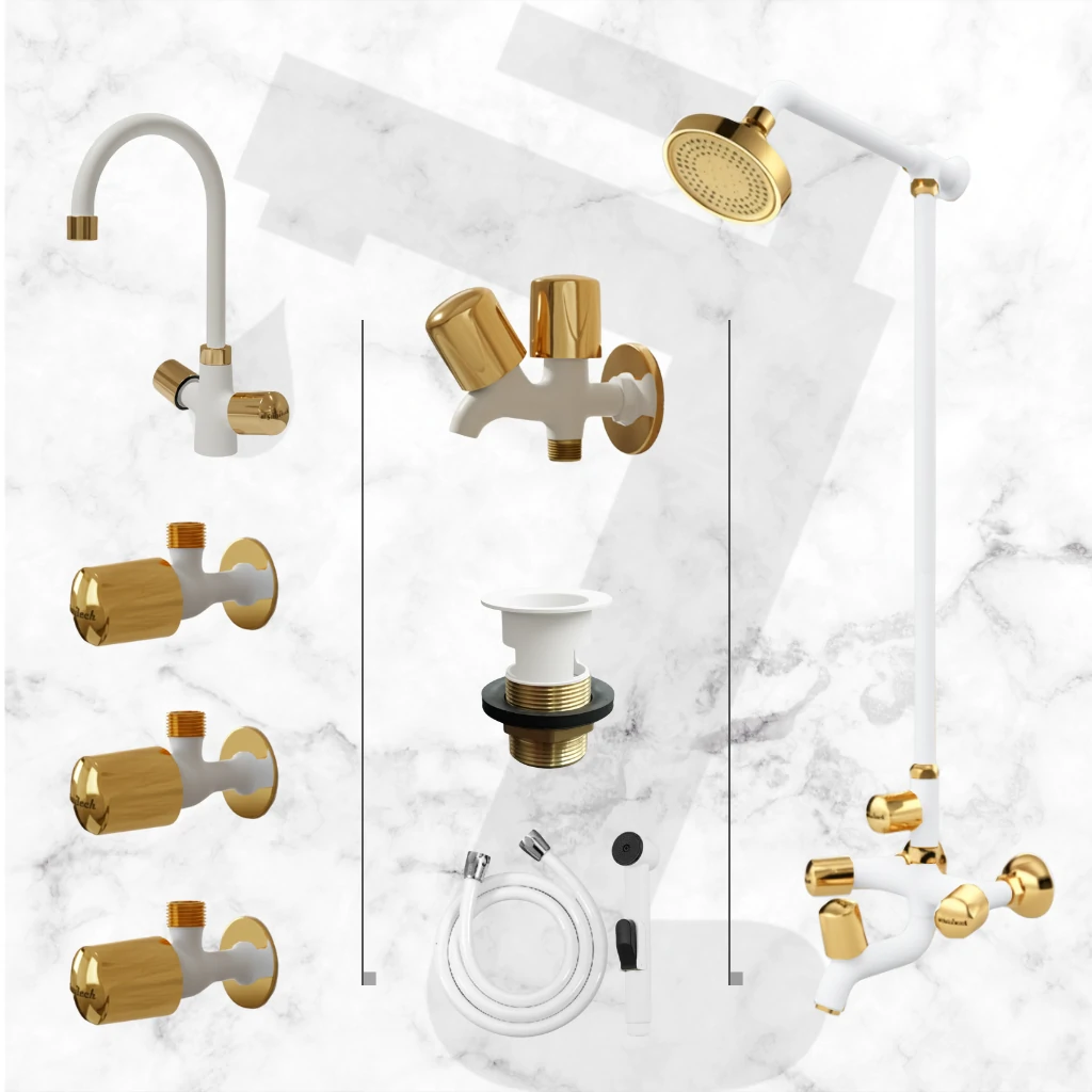 Scorpio Complete Bathroom Set - White & Gold