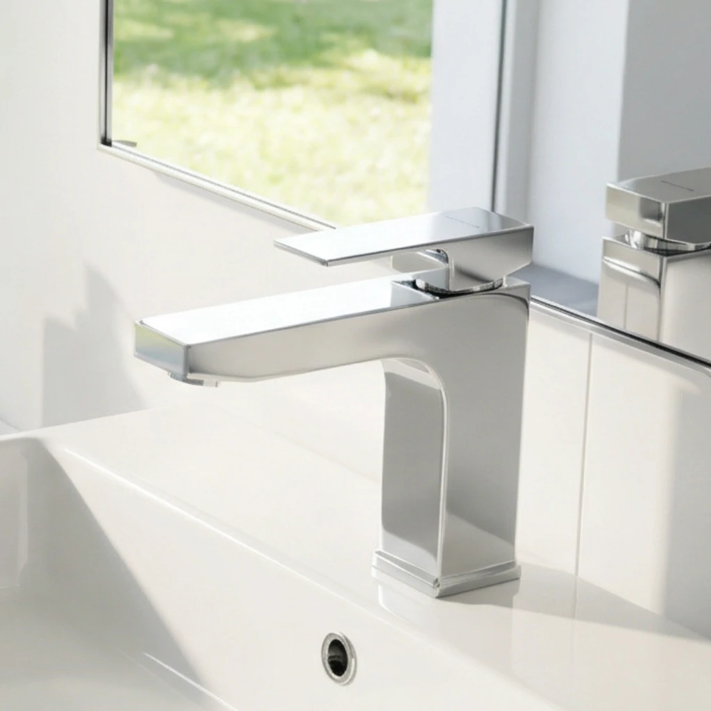 Valor Basin Mixer in Bathroom in Daylight - SaniTecH Sanitary Fittings