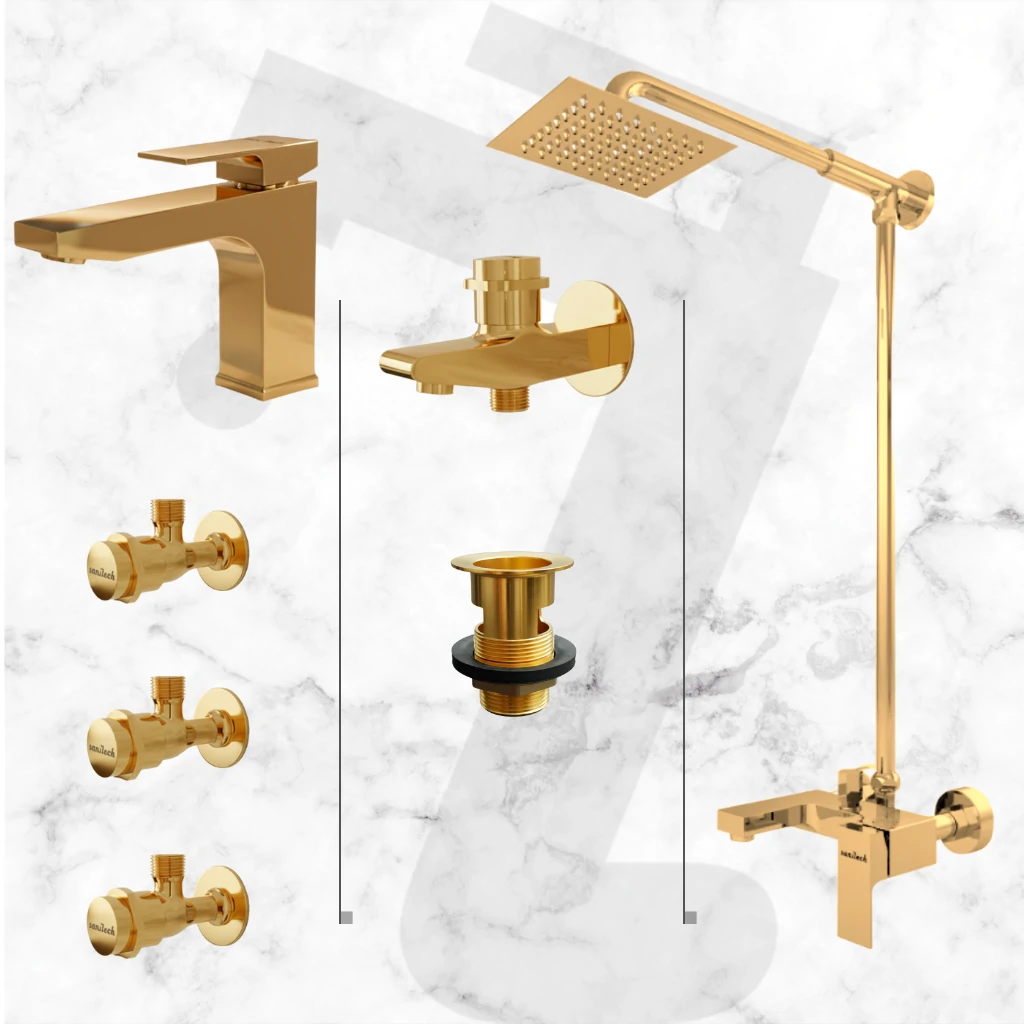 Valor Complete Bathroom Set - Gold