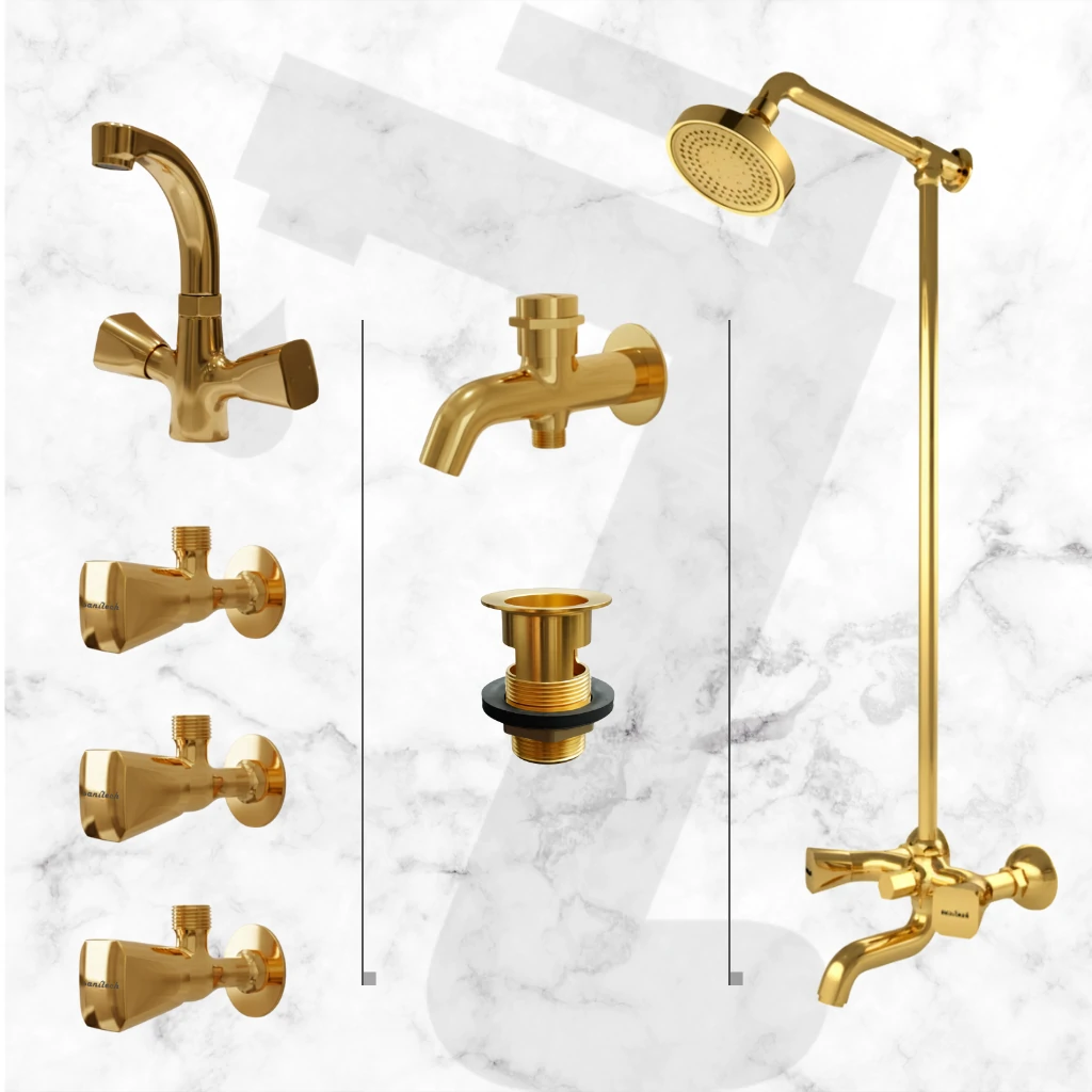 Virgo Complete Bathroom Set - Gold