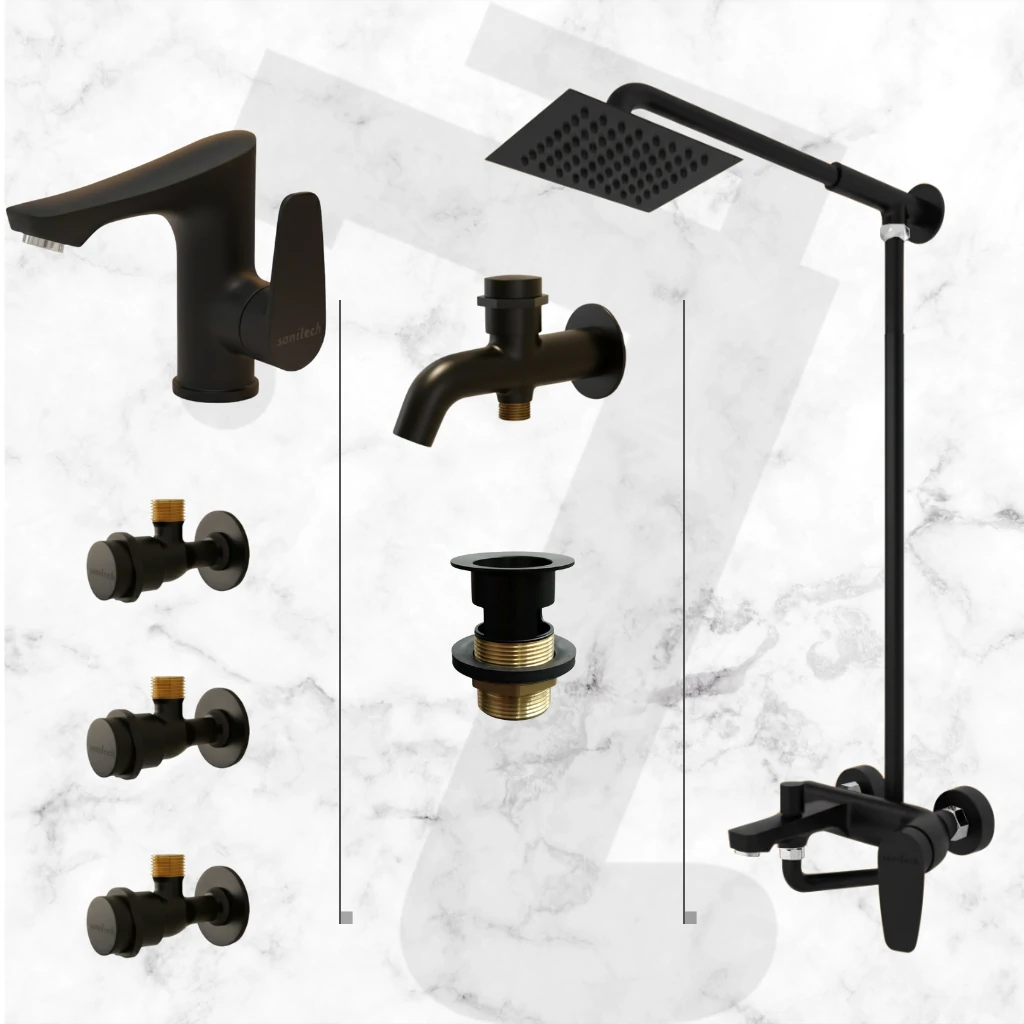 Vogue Complete Bathroom Set - Black