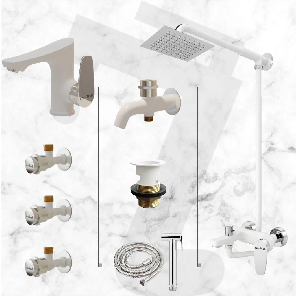 Vogue Complete Bathroom Set - White & Chrome