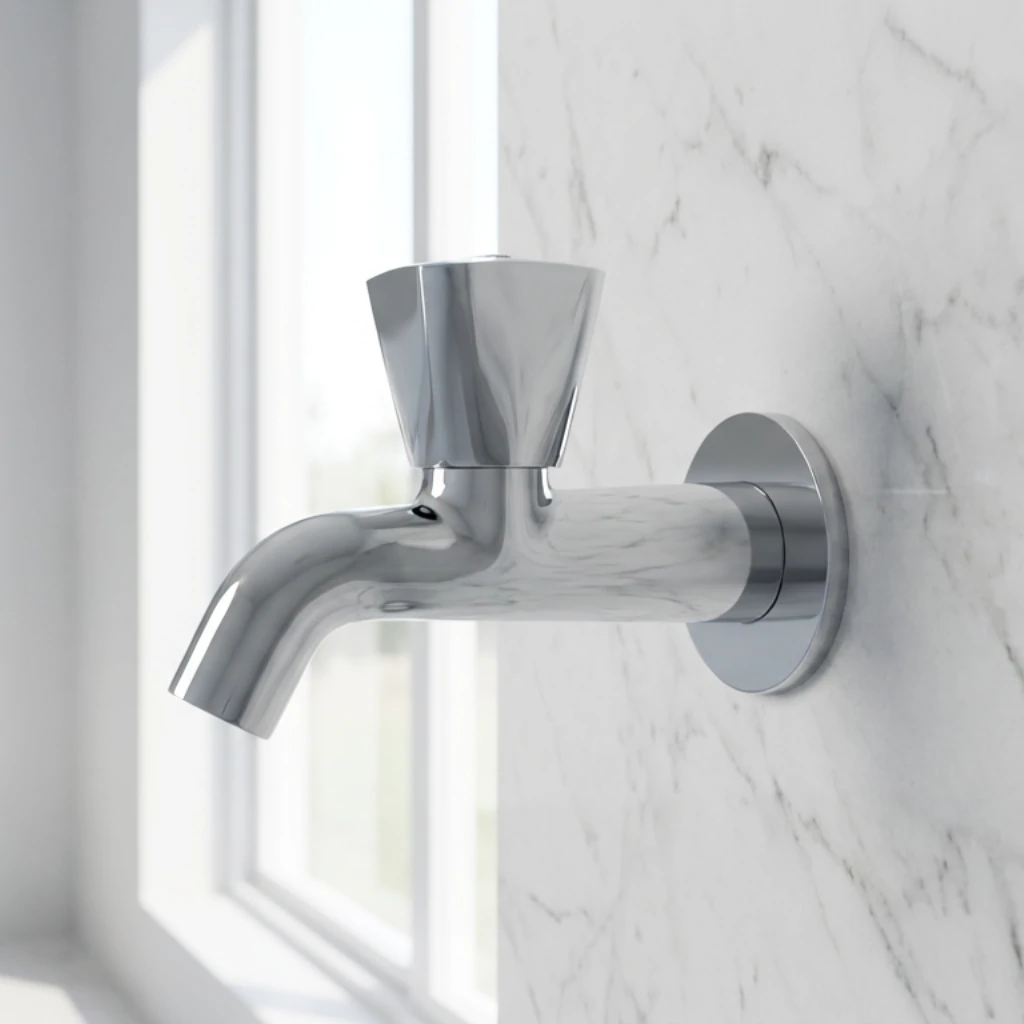 Bib Cock Virgo in Daylight in Bathroom - SaniTecH Sanitary Fittings